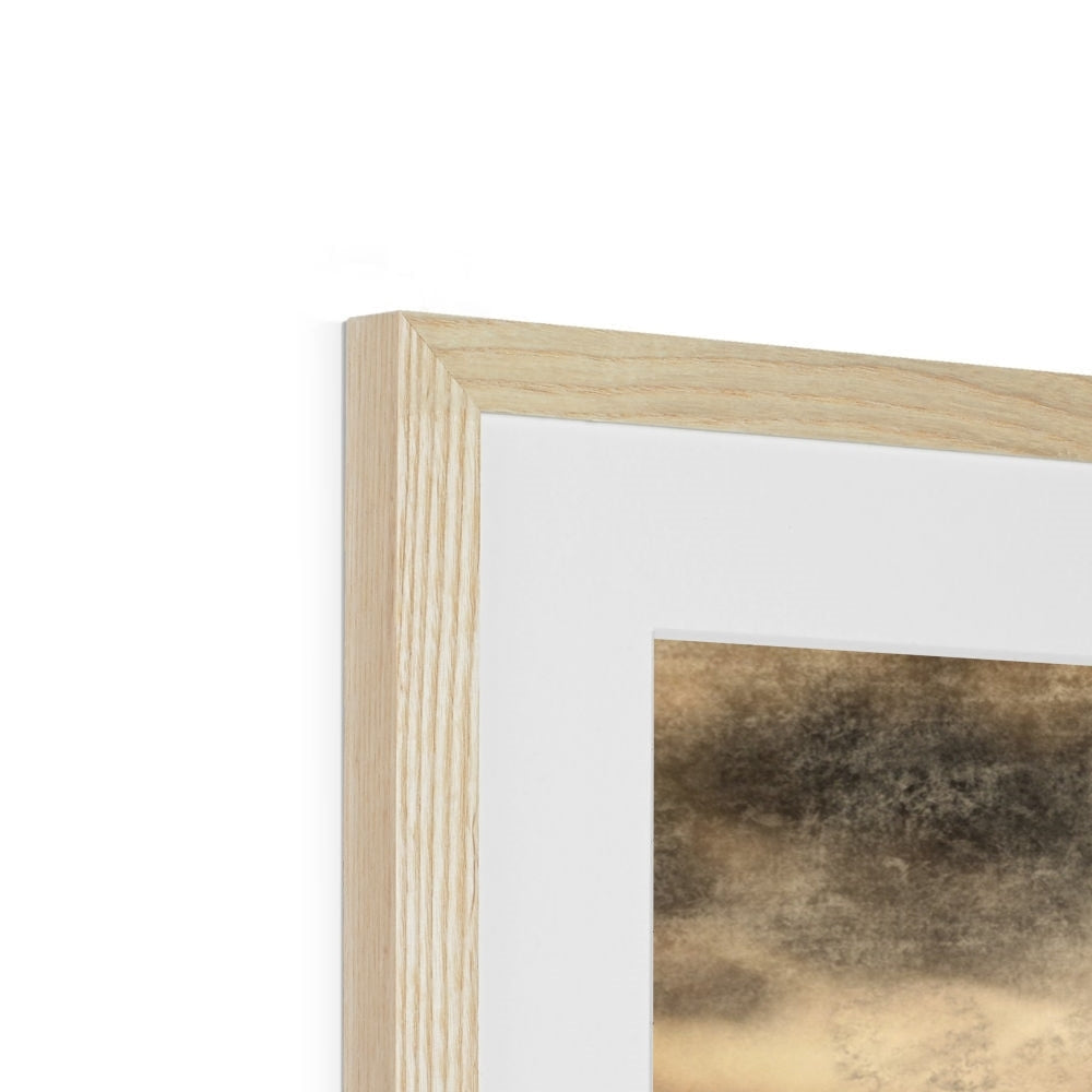 Light wood frame with white mat and abstract moonlit croft painting