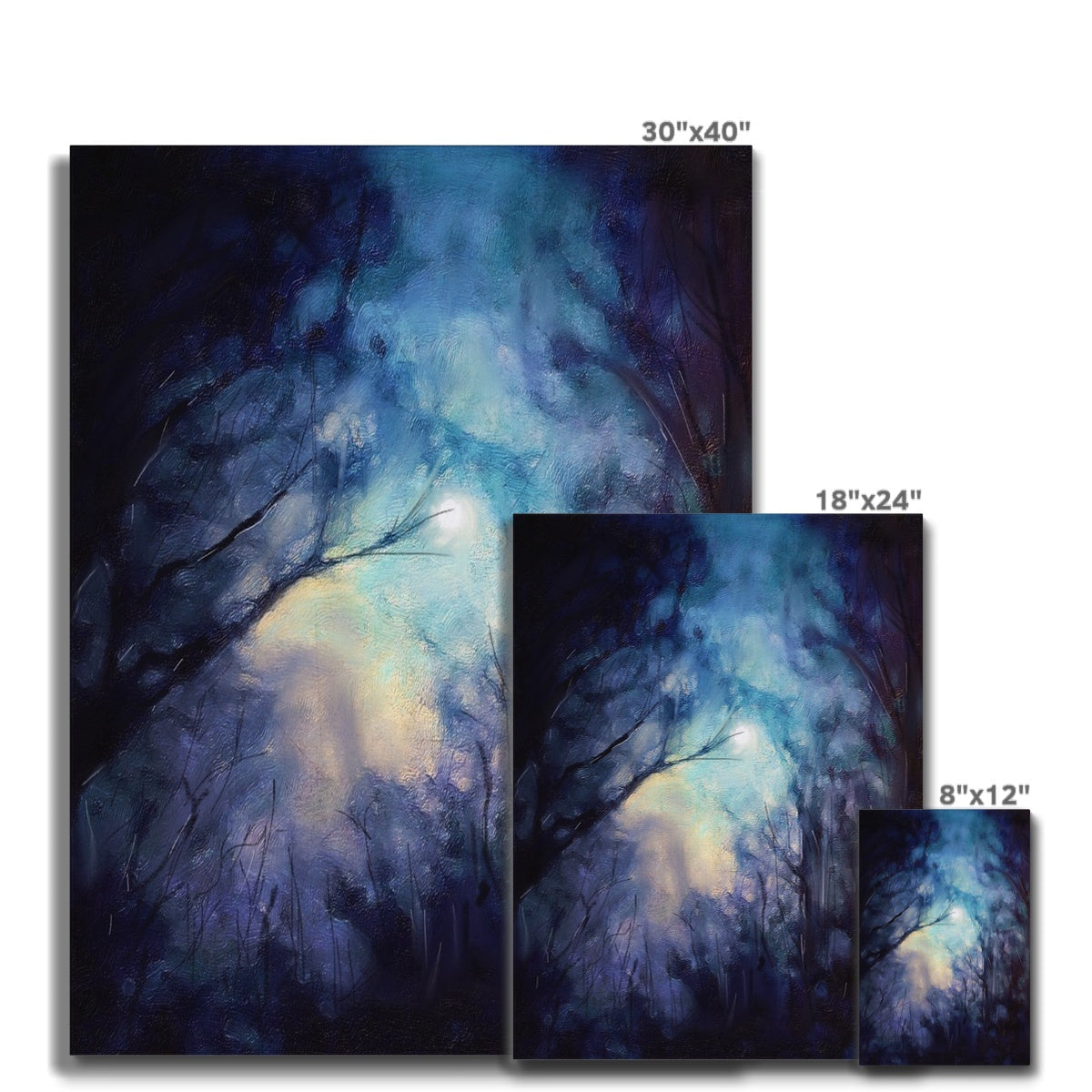 30x40 inch A Moonlit Highland Wood canvas print of glowing night forest