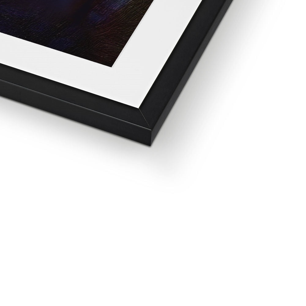 Black matte frame with white mat for Moonlit Highland Wood art print