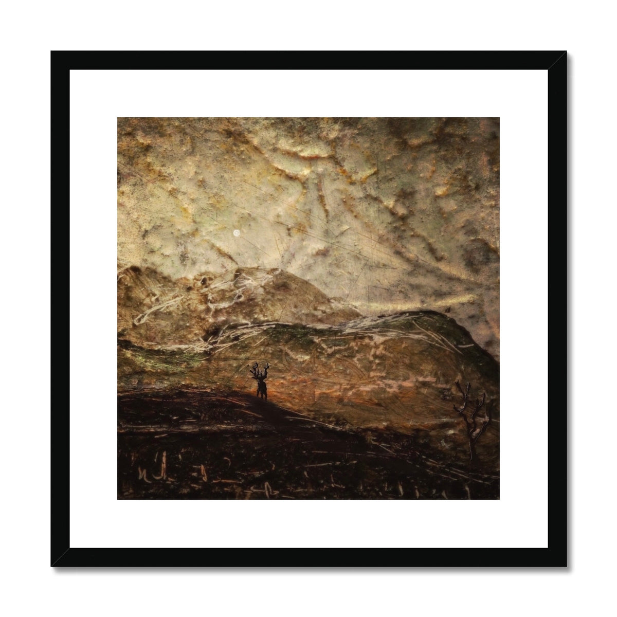 A Moonlit Mountain Stag Art Prints - Glencoe Gallery Scotland - Free Shipping Worldwide