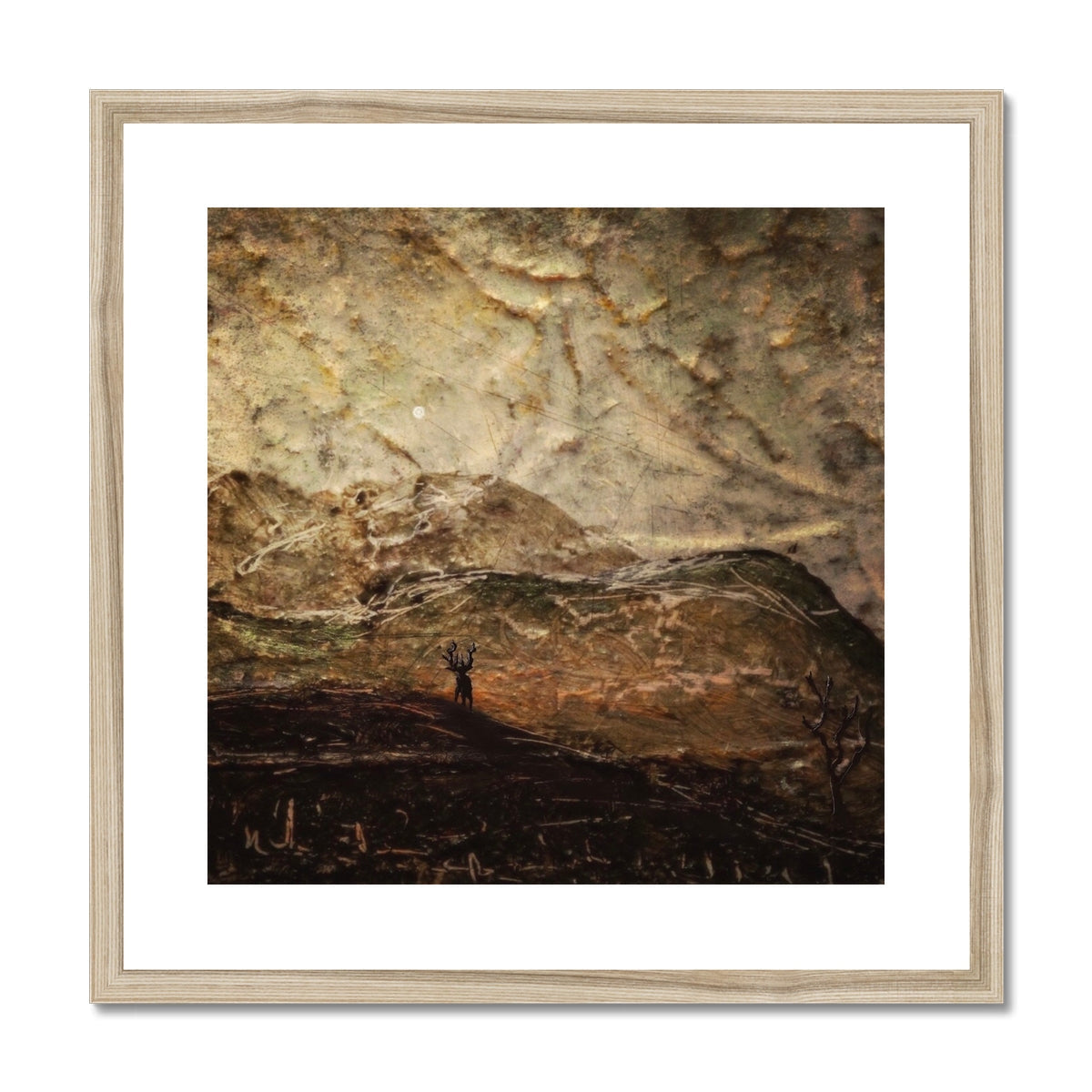 A Moonlit Mountain Stag Art Prints - Glencoe Gallery Scotland - Free Shipping Worldwide