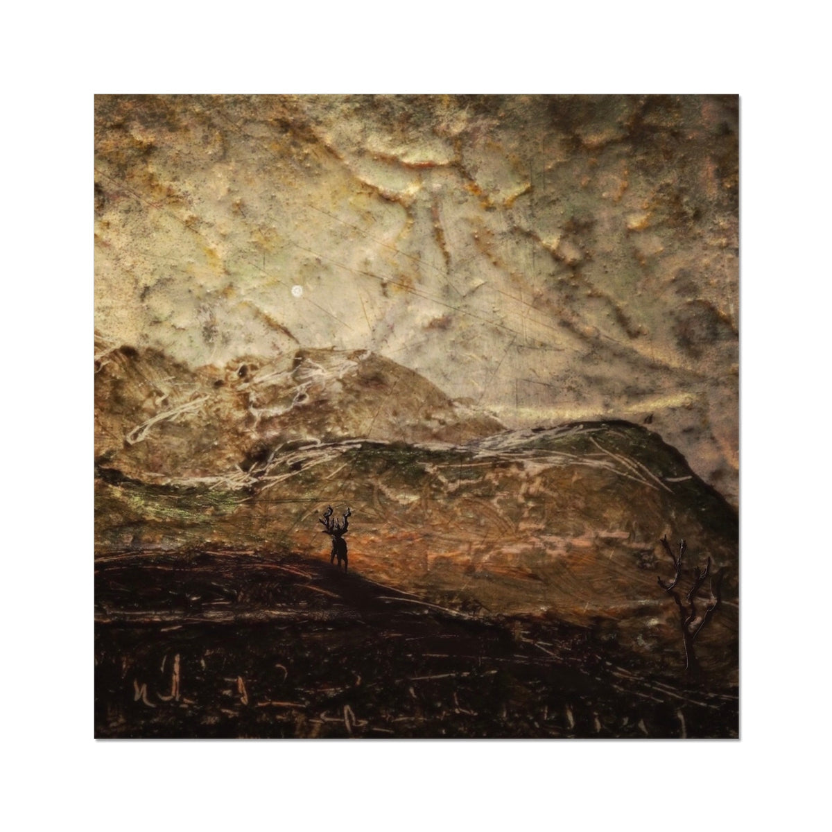 A Moonlit Mountain Stag Artist Proof Collector Print - Glencoe Art Gallery Scotland - Free Shipping Worldwide