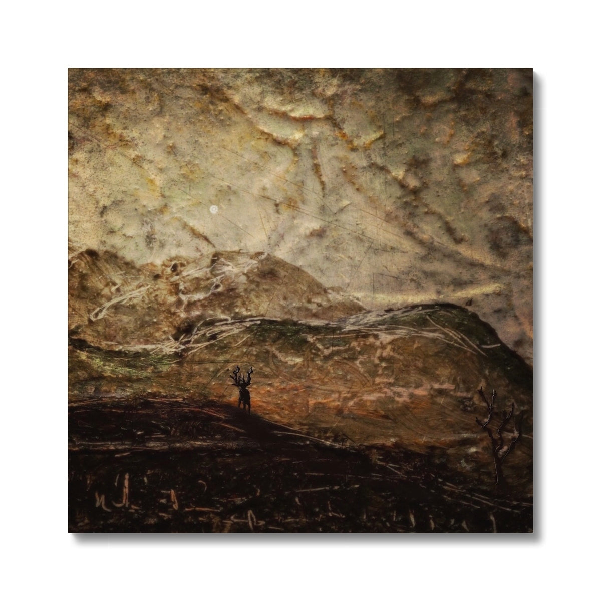 A Moonlit Mountain Stag Canvas Prints - Glencoe Art Gallery Scotland - Free Shipping Worldwide