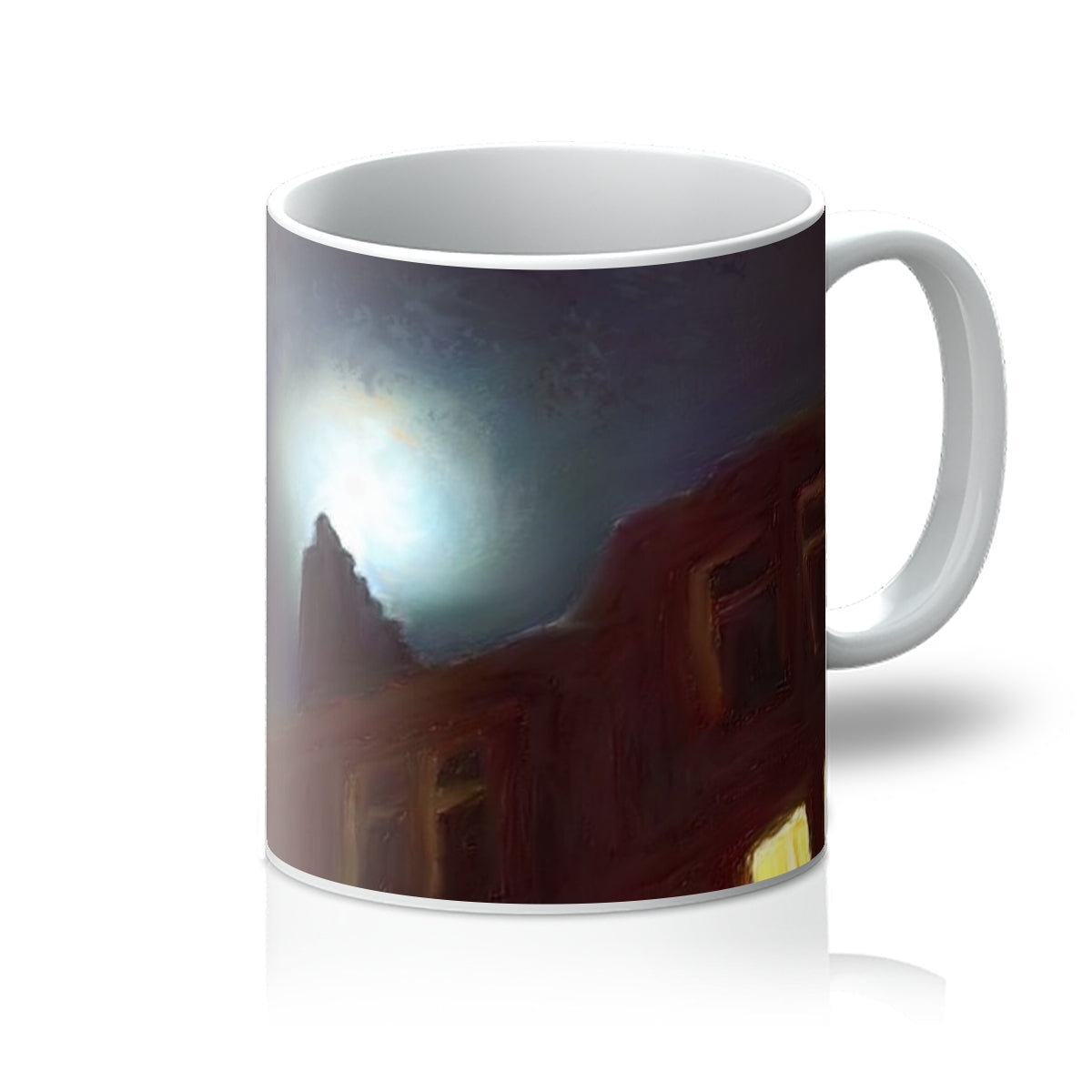 Ceramic Moonlit Tenement Mug with blue moon and sand dunes design