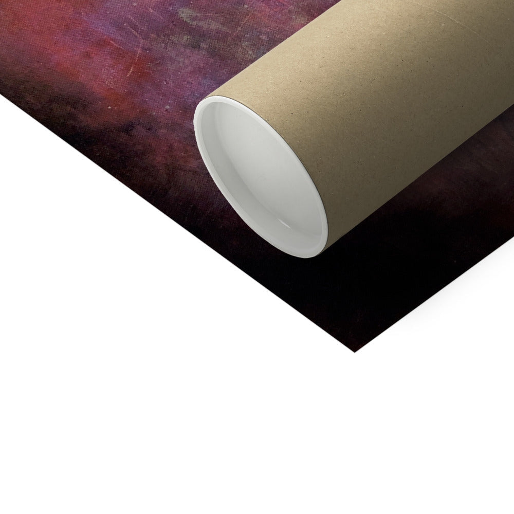 Moonset Horizon Artist Proof print in brown cardboard tube with red galaxy design