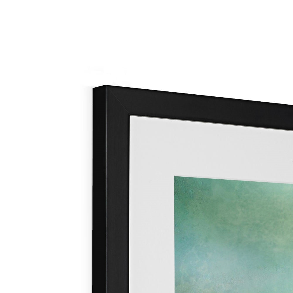 Black matte frame with teal abstract Mull Mist artwork