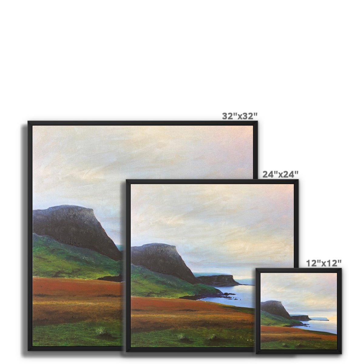 Neist Point Cliffs Skye Painting | Framed Canvas From Scotland-Floating Framed Canvas Prints-Skye Art Gallery-Paintings, Prints, Homeware, Art Gifts From Scotland By Scottish Artist Kevin Hunter