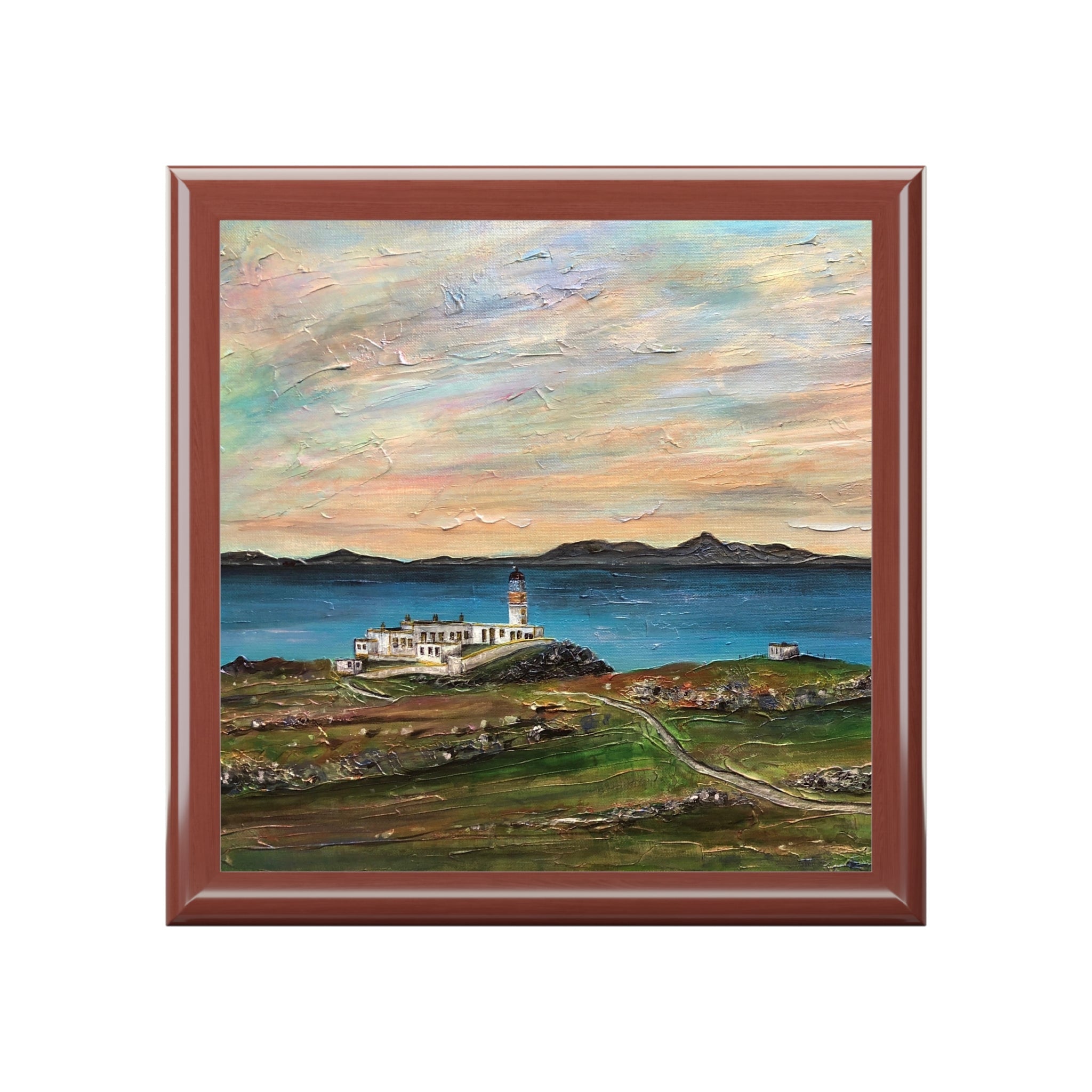 Neist Point Lighthouse Skye jewelry box with coastal painting