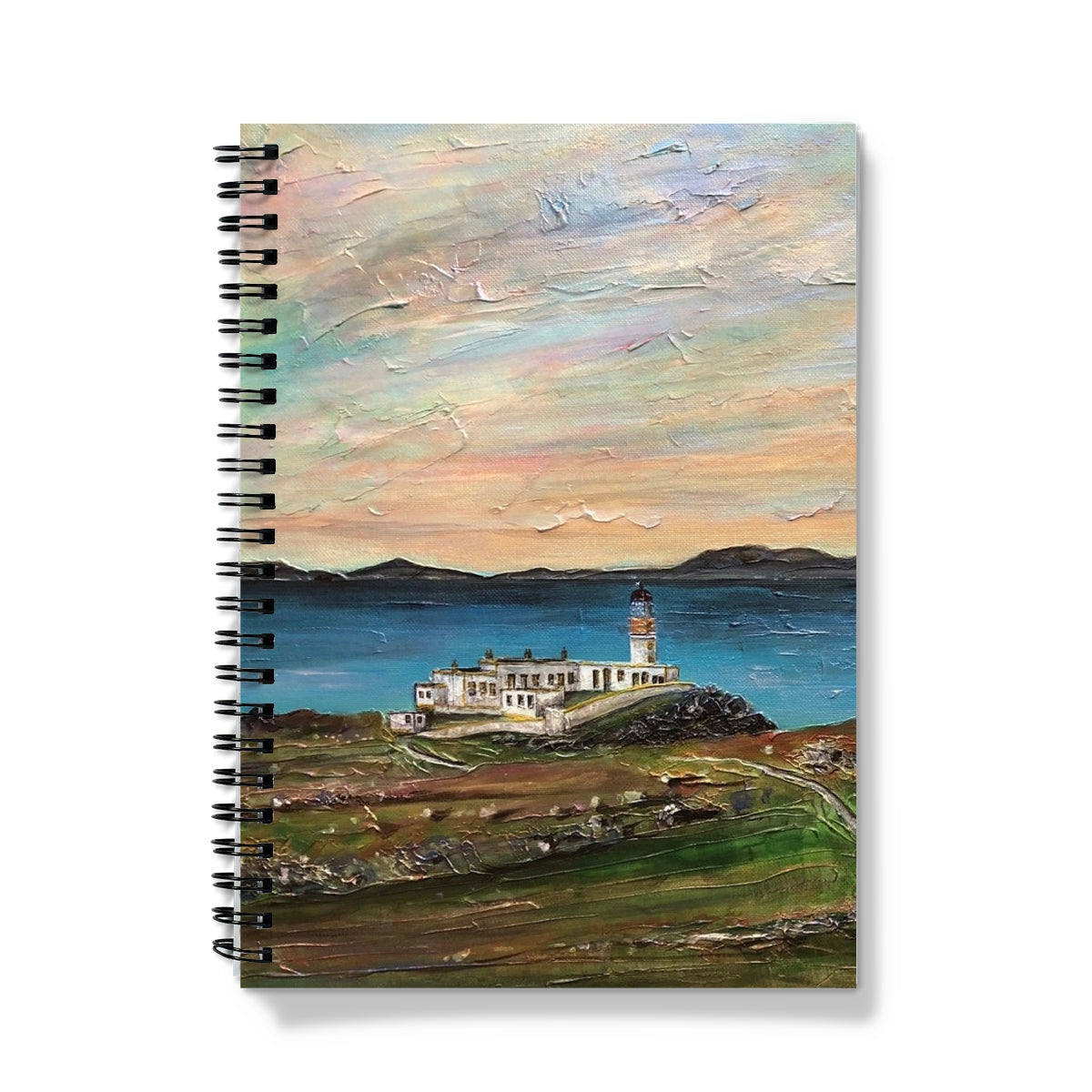 Neist Point Lighthouse Skye Notebook with impressionistic sea and lighthouse cover