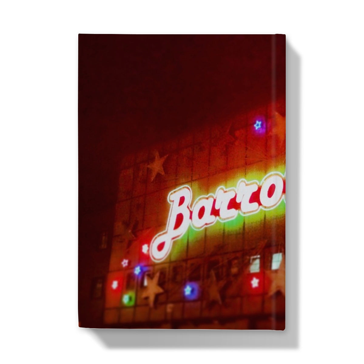 Vibrant neon Barro sign on Barrowlands journal cover