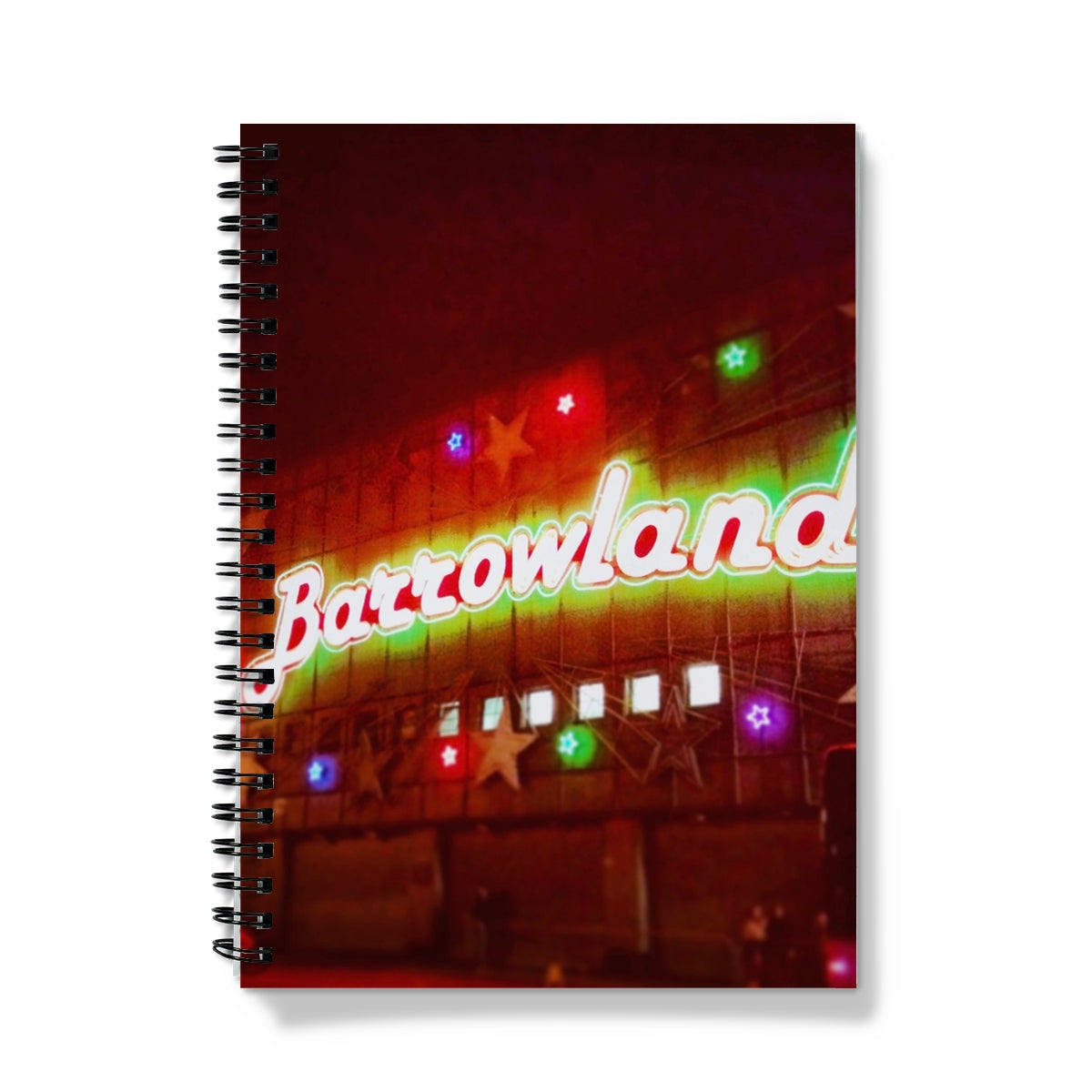 Neon Glasgow Barrowlands notebook with vibrant bazzowland sign design