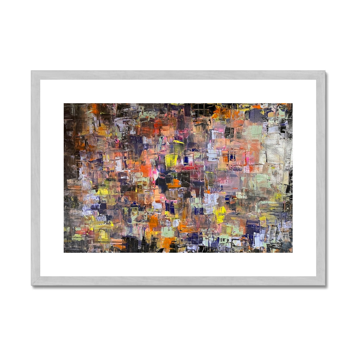 Never Enough Abstract Painting | Antique Framed & Mounted Prints From Scotland-Antique Framed & Mounted Prints-Abstract & Impressionistic Art Gallery-A2 Landscape-Silver Frame-Paintings, Prints, Homeware, Art Gifts From Scotland By Scottish Artist Kevin Hunter