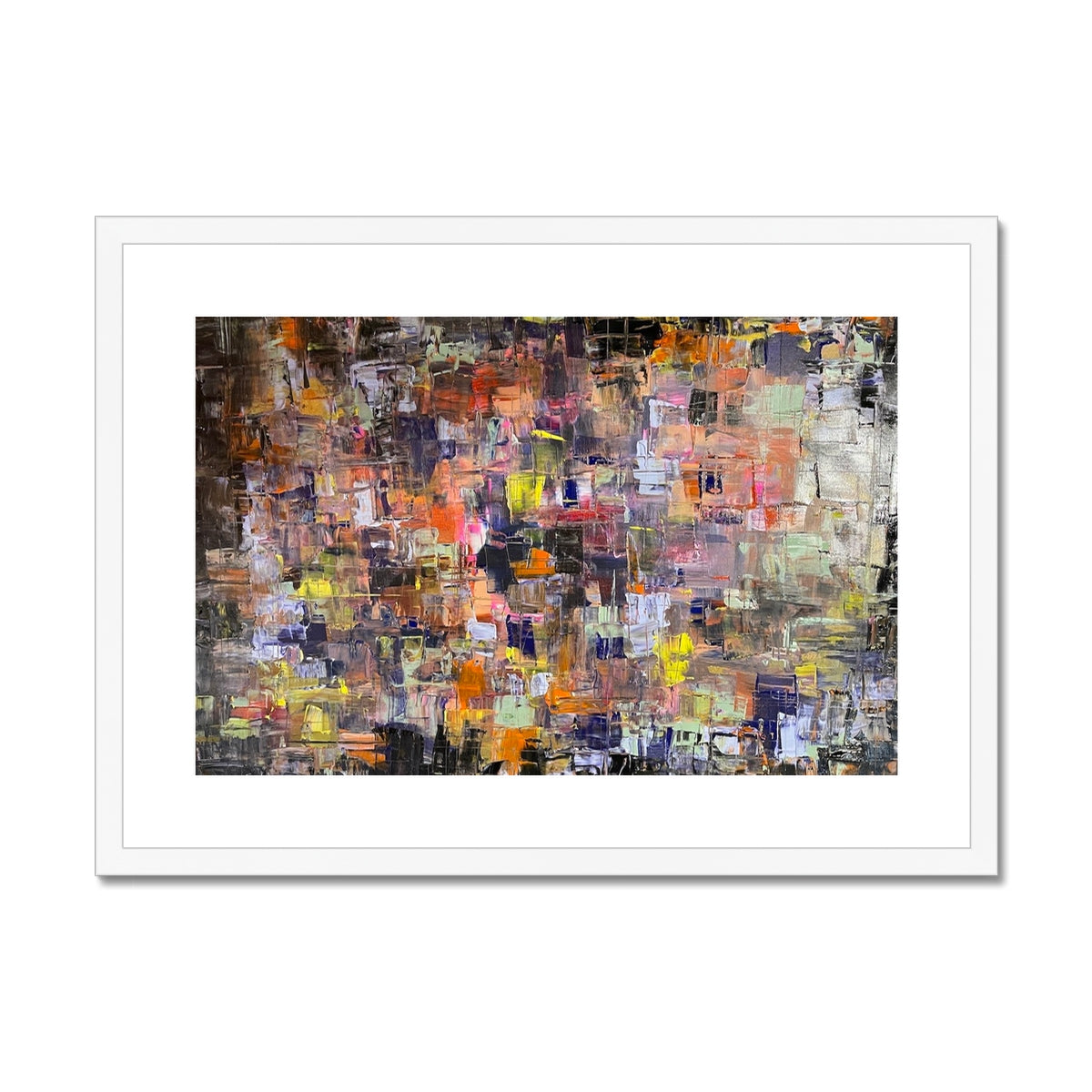 Never Enough Abstract Painting | Framed & Mounted Prints From Scotland-Framed & Mounted Prints-Abstract & Impressionistic Art Gallery-A2 Landscape-White Frame-Paintings, Prints, Homeware, Art Gifts From Scotland By Scottish Artist Kevin Hunter