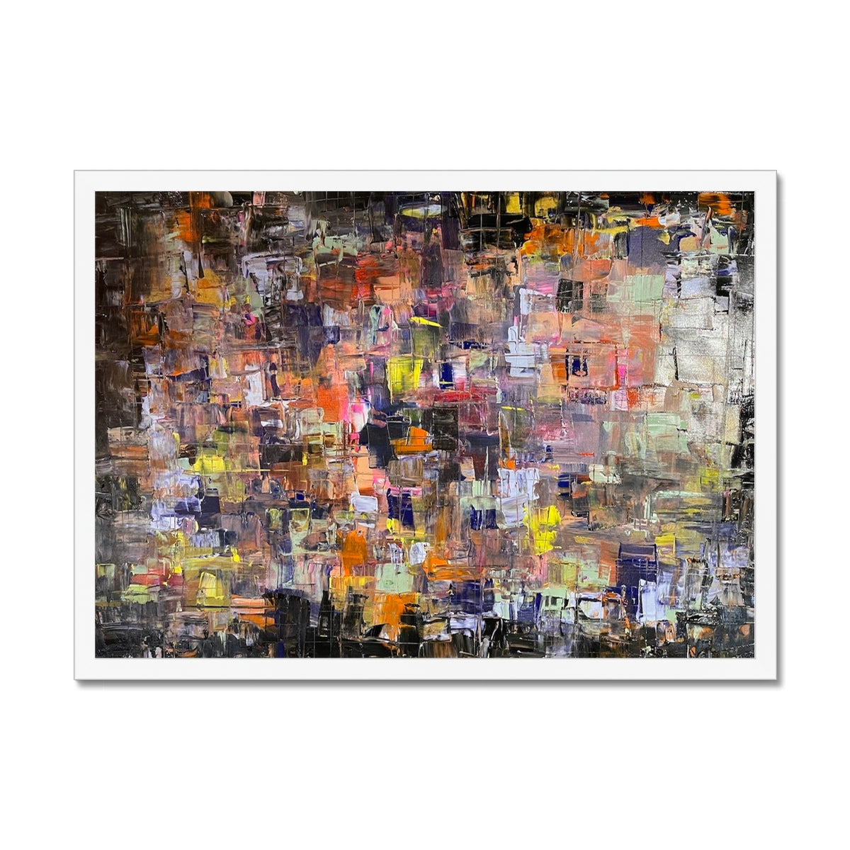 Never Enough Abstract Painting | Framed Prints From Scotland-Framed Prints-Abstract & Impressionistic Art Gallery-A2 Landscape-White Frame-Paintings, Prints, Homeware, Art Gifts From Scotland By Scottish Artist Kevin Hunter