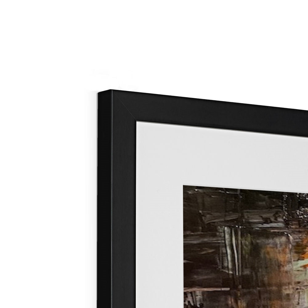 Black framed abstract art print with textured earthy brushstrokes