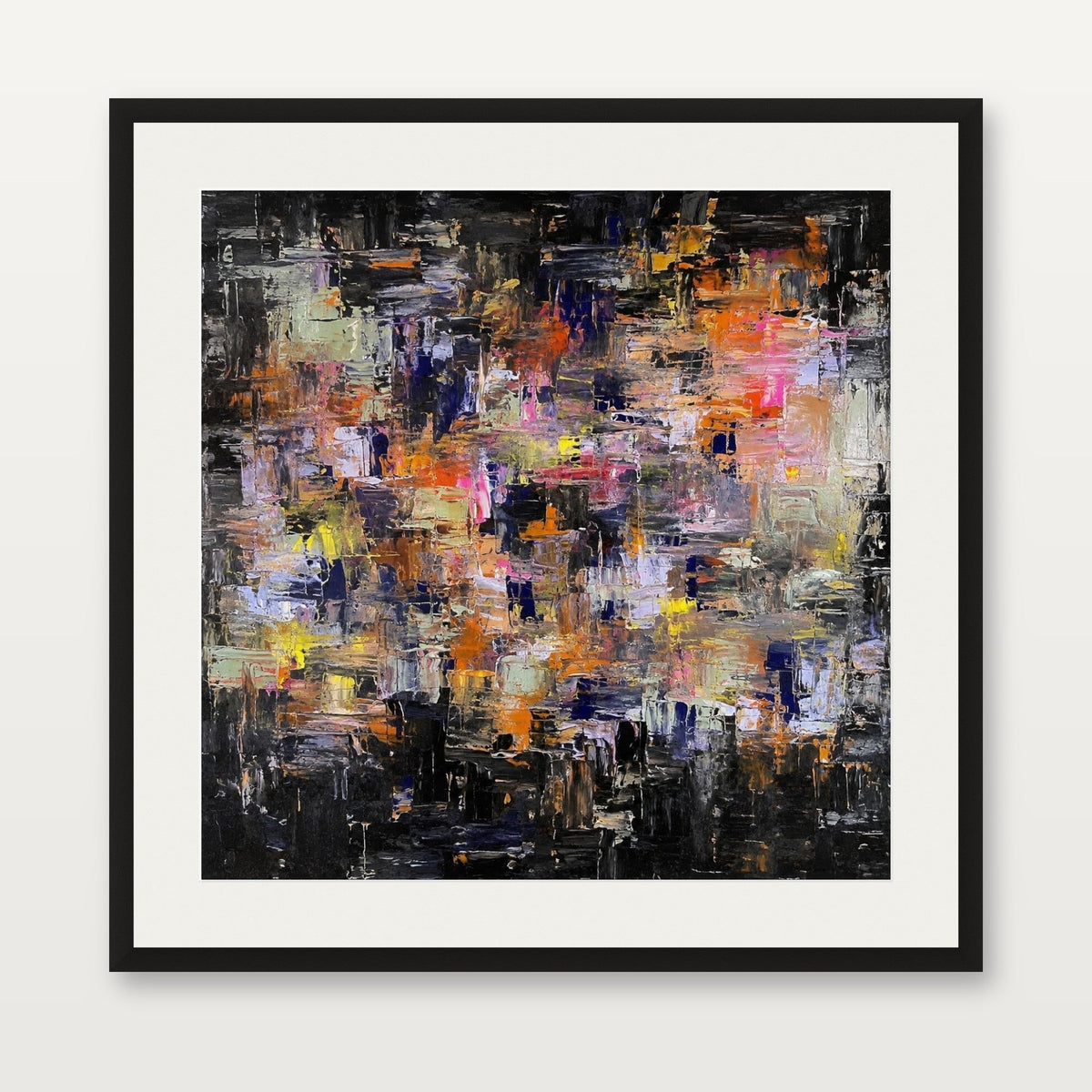 Never Is Enough framed and mounted giclee print in a black frame with off-white mount