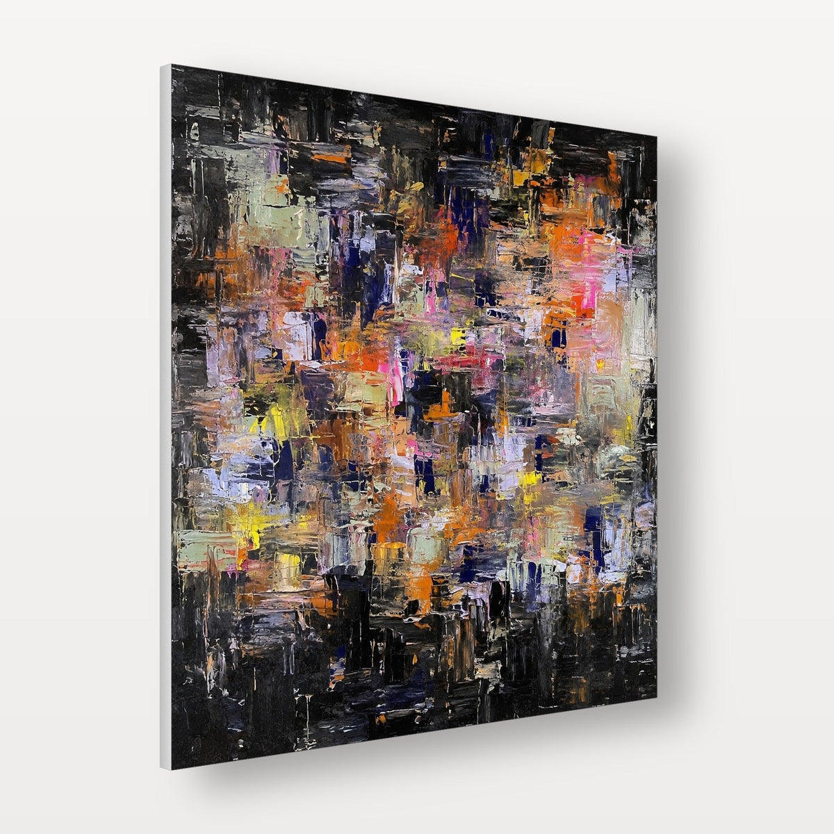 Never Is Enough statement stretched canvas viewed from an angle showing the white canvas edges