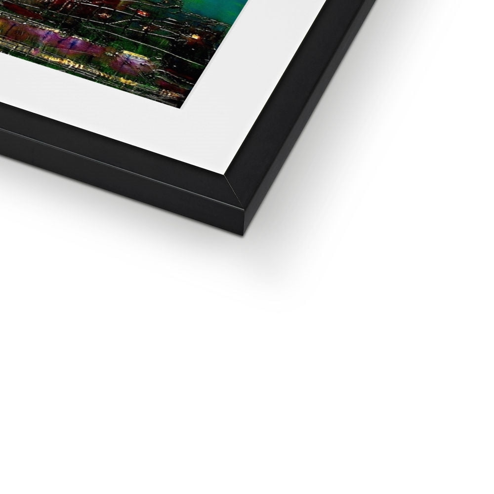 New York Nights black frame with white mat and colorful cityscape print