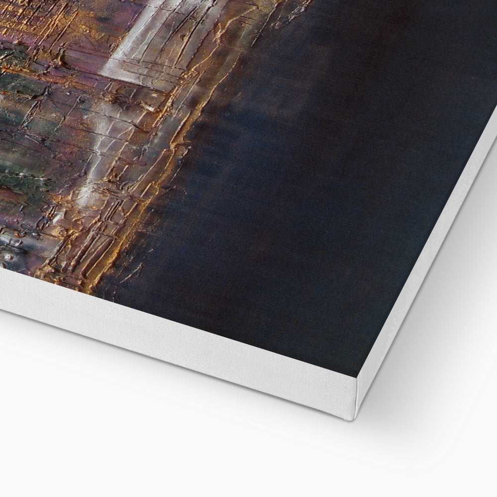 New York West Side canvas print with abstract gold and dark tones