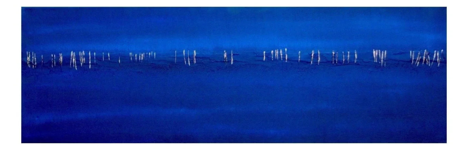 Blue ocean wave wall art in The Night Lament panoramic painting