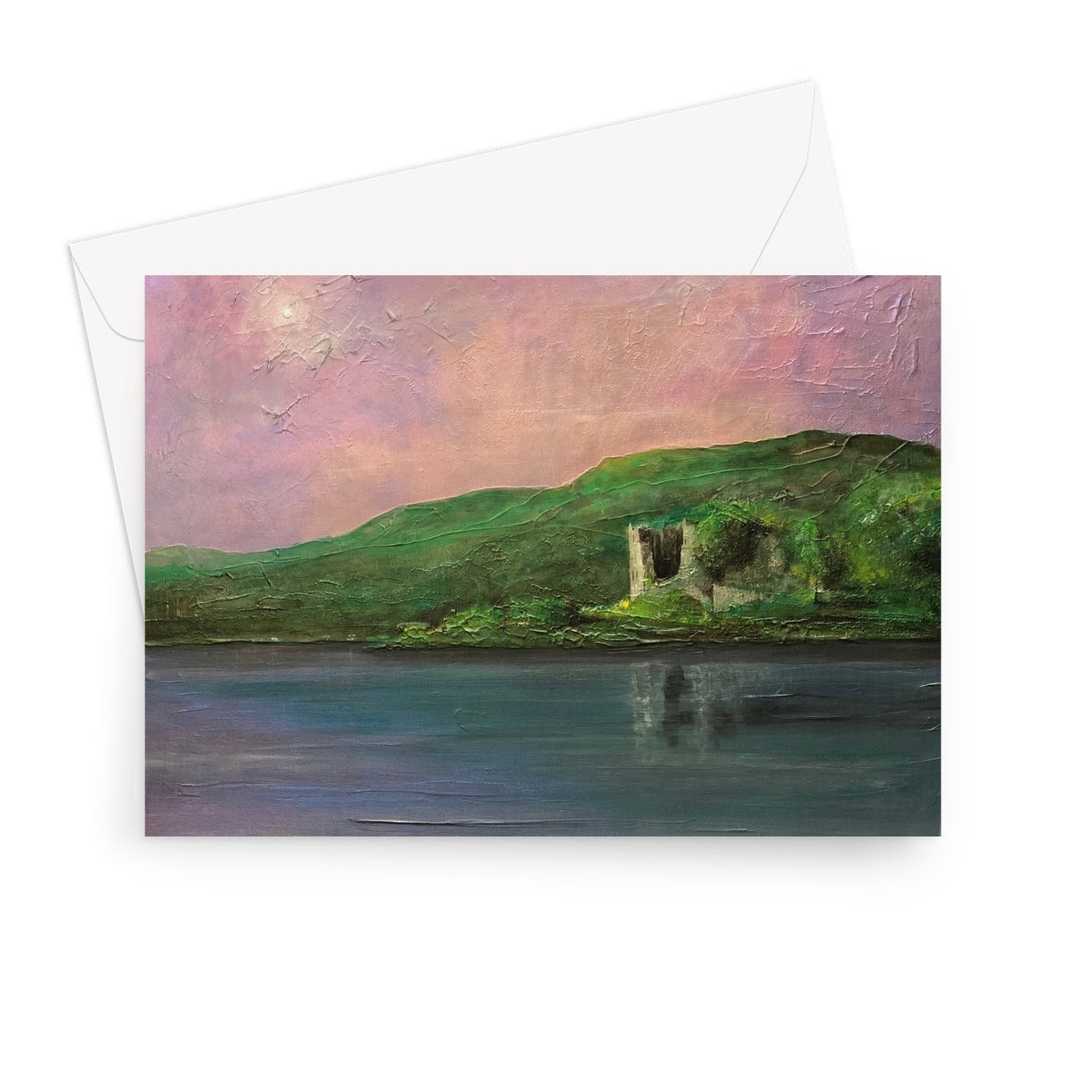 Old Castle Lachlan Art Gifts Greeting Card-Stationery-Prodigi-7"x5"-1 Card-Paintings, Prints, Homeware, Art Gifts From Scotland By Scottish Artist Kevin Hunter