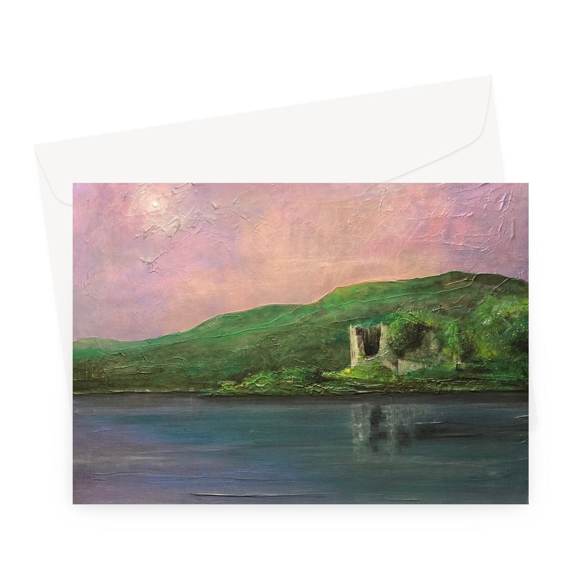 Old Castle Lachlan Art Gifts Greeting Card-Stationery-Prodigi-A5 Landscape-10 Cards-Paintings, Prints, Homeware, Art Gifts From Scotland By Scottish Artist Kevin Hunter