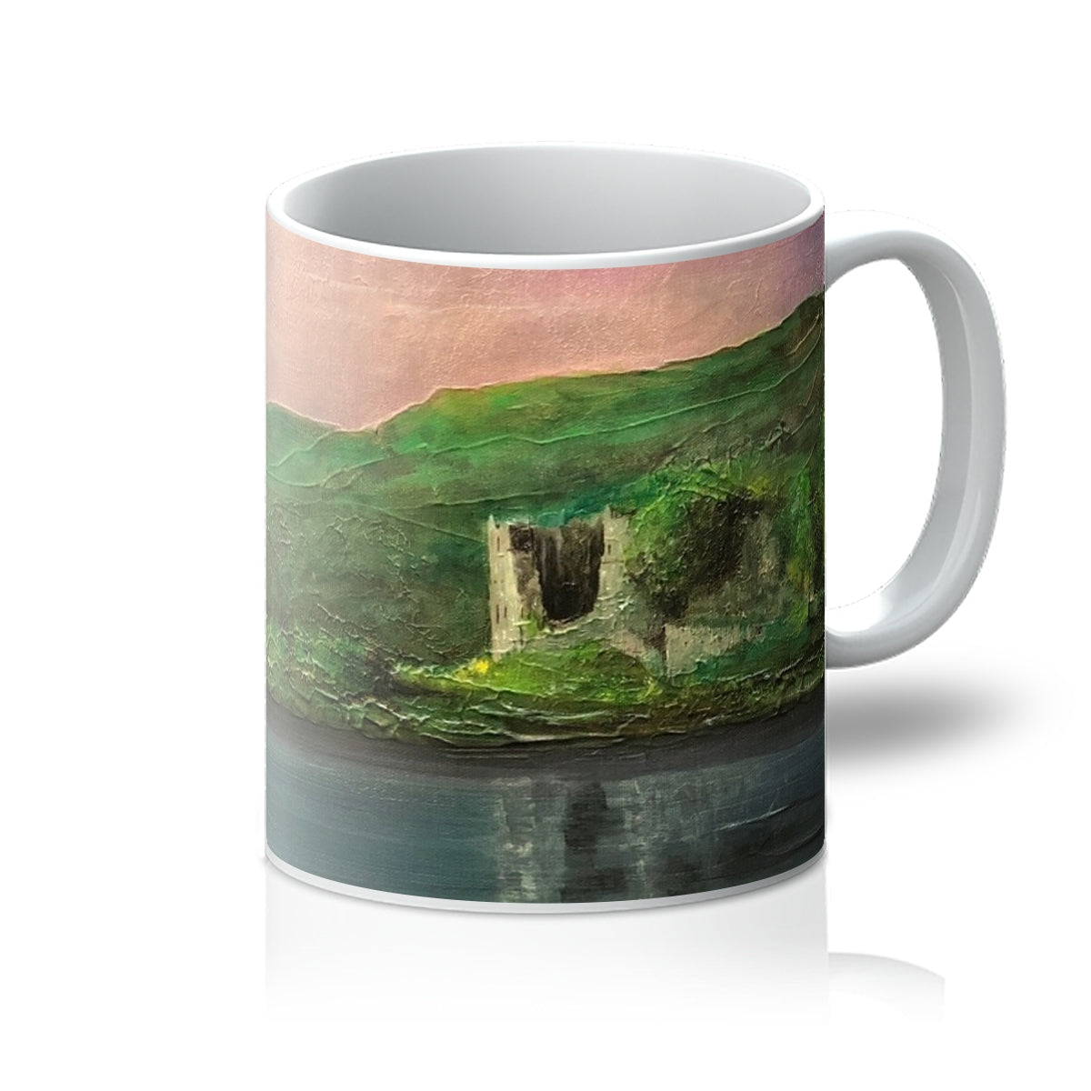 Old Castle Lachlan Art Gifts Mug-Homeware-Prodigi-11oz-White-Paintings, Prints, Homeware, Art Gifts From Scotland By Scottish Artist Kevin Hunter