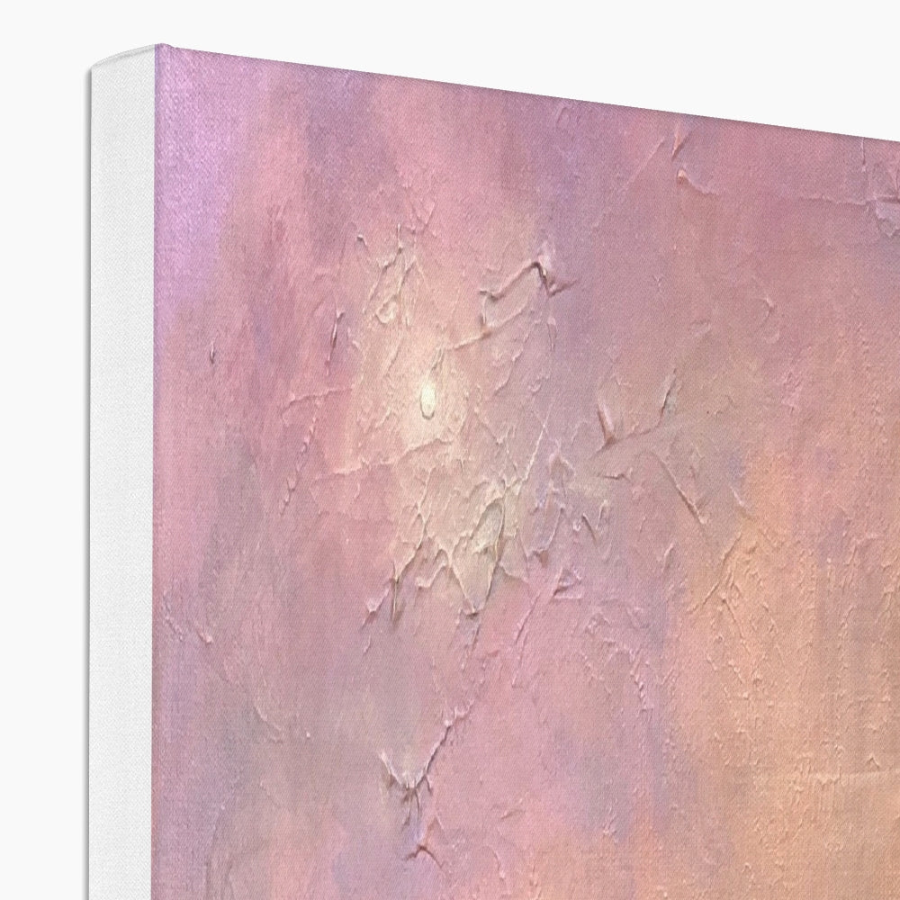 Textured abstract painting on Old Castle Lachlan Canvas with light pink and peach hues