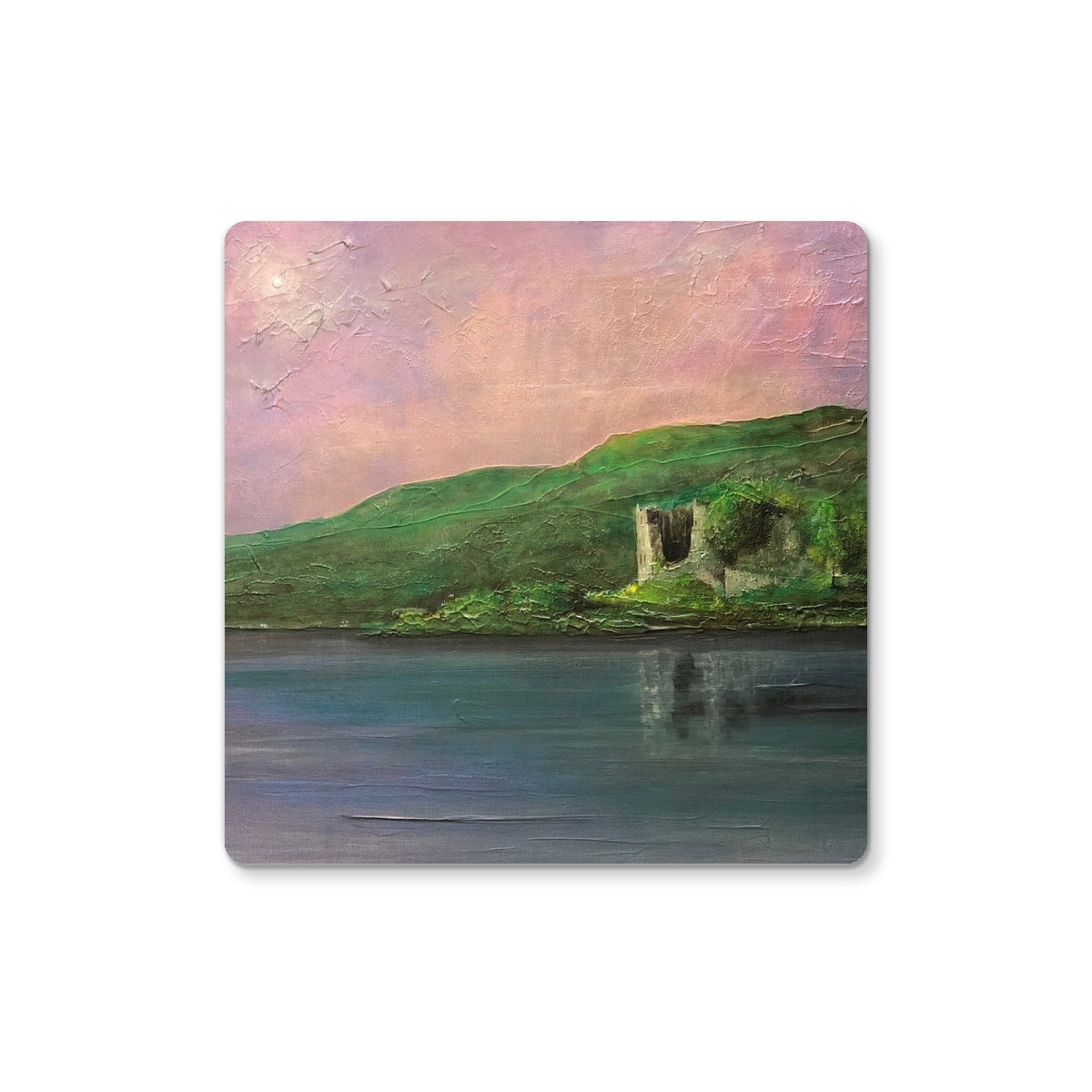 Old Castle Lachlan | Scottish Art Gifts | Coaster | Historic &amp; Iconic Scotland Art Gallery | Paintings, Prints, Homeware and Art Gifts From Scotland By Scottish Artist Kevin Hunter