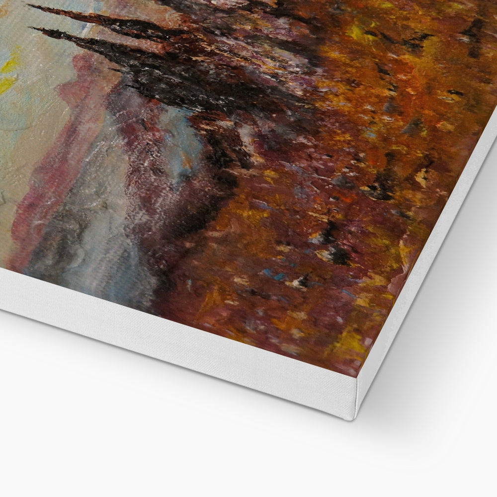 The Old Man of Storr canvas print with warm earth tones and metallic accents