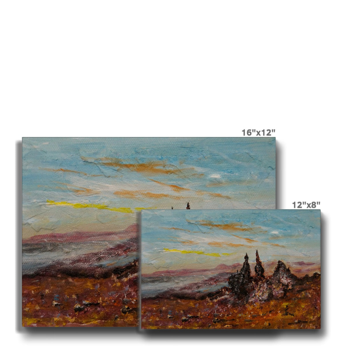 16x12 inch The Old Man of Storr landscape canvas print with golden field