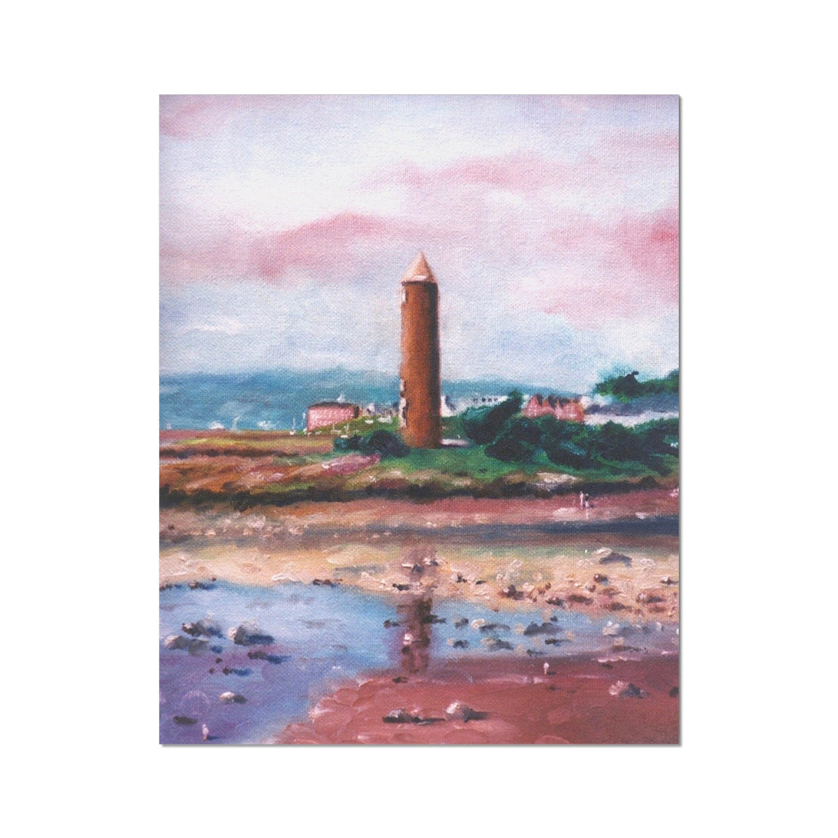 Terracotta cylindrical tower with conical roof in Pencil Point Largs print