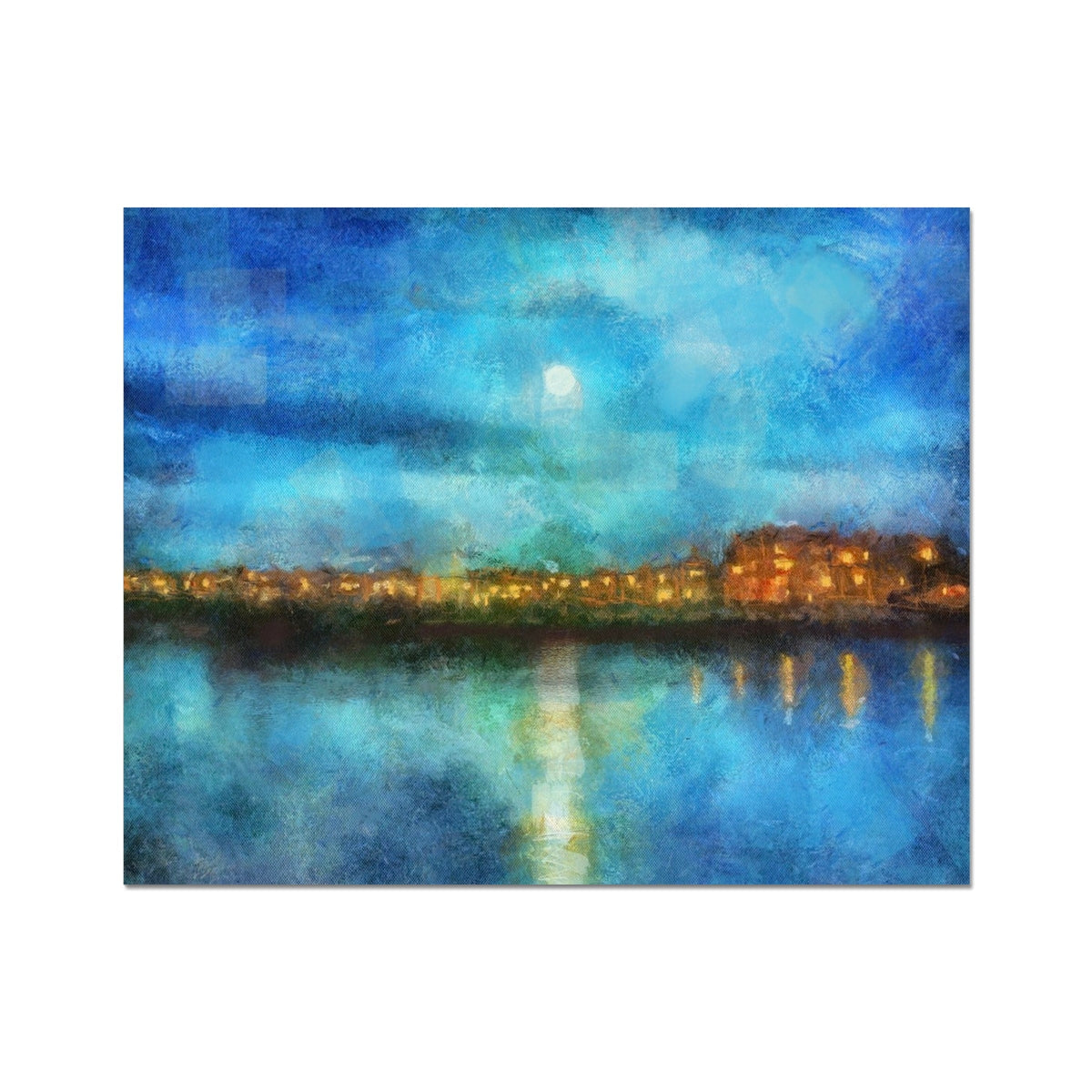 Impressionistic Portobello Moonlight Artist Proof Collector Print of moonlit city skyline reflecting on water