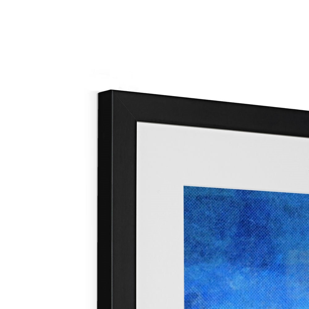 Framed abstract blue painting displayed as Portobello Moonlight Framed and Mounted Print