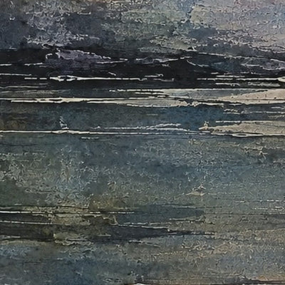 Haar Horizon original abstract painting video by Scottish artist Kevin Hunter: close-up of the textured surface, the deep-edge canvas sides and the painting shown at 40x40 inches in a living room