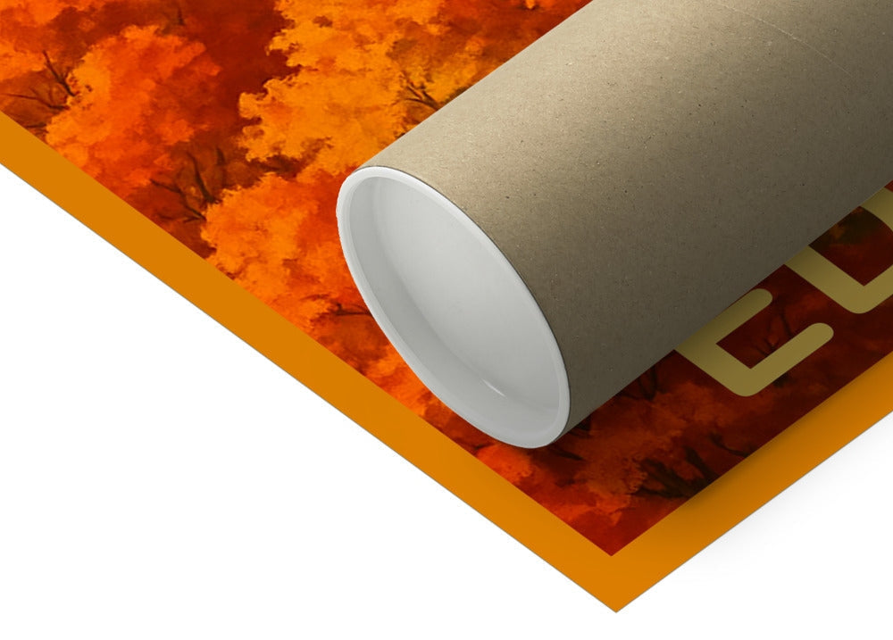 Orange autumn foliage vinyl wallpaper roll, Princes Street Edinburgh print