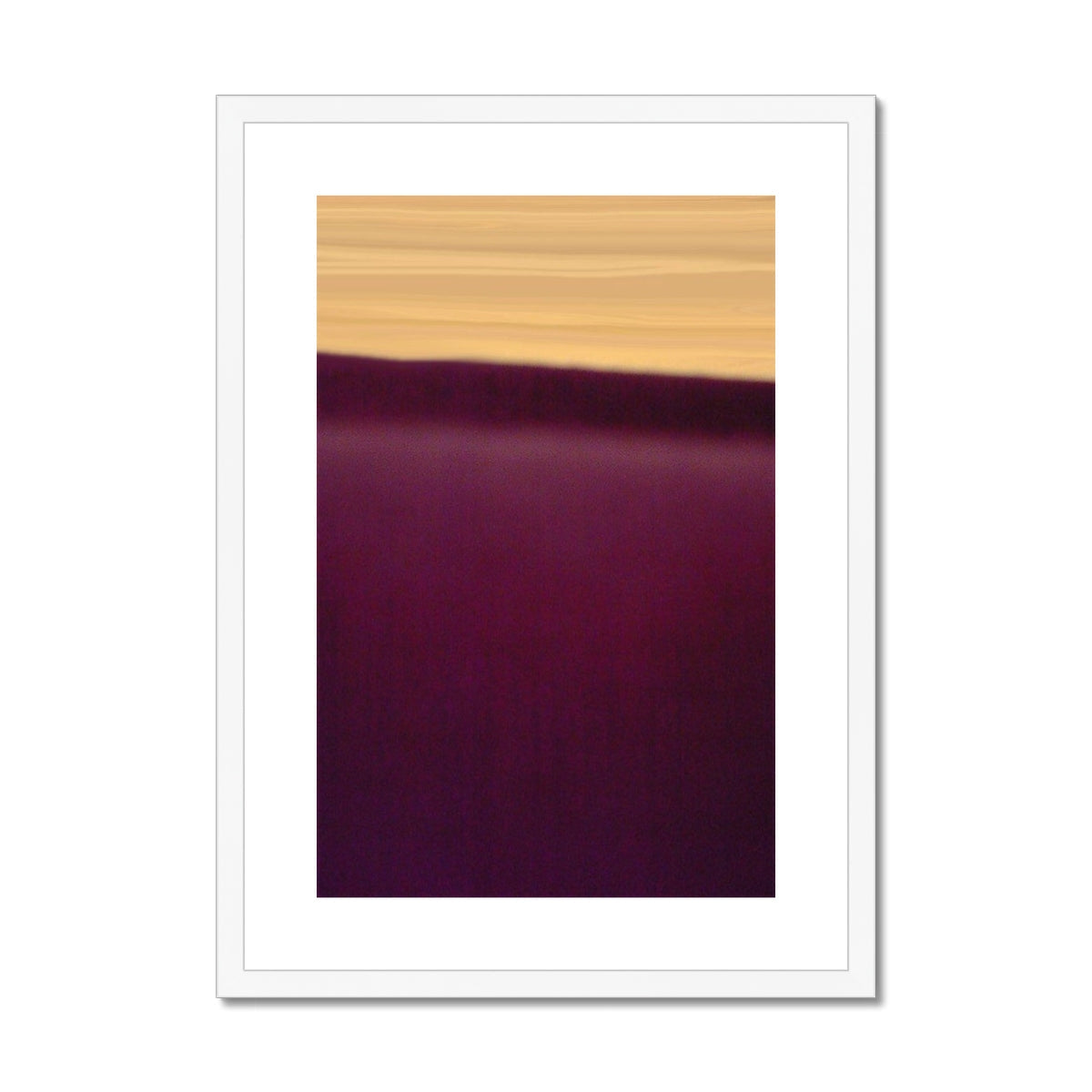 Minimalist Purple Sunset abstract print in white frame