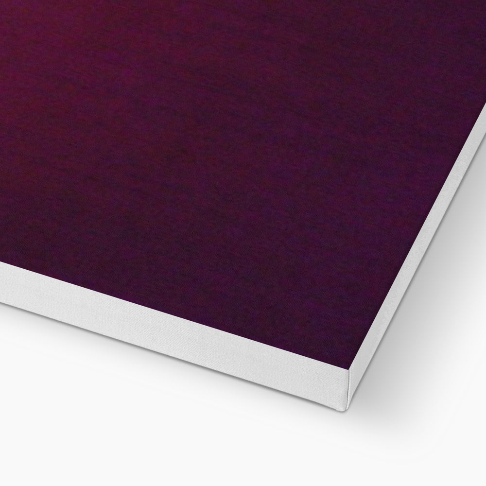 Deep burgundy A Purple Sunset Canvas print in white frame