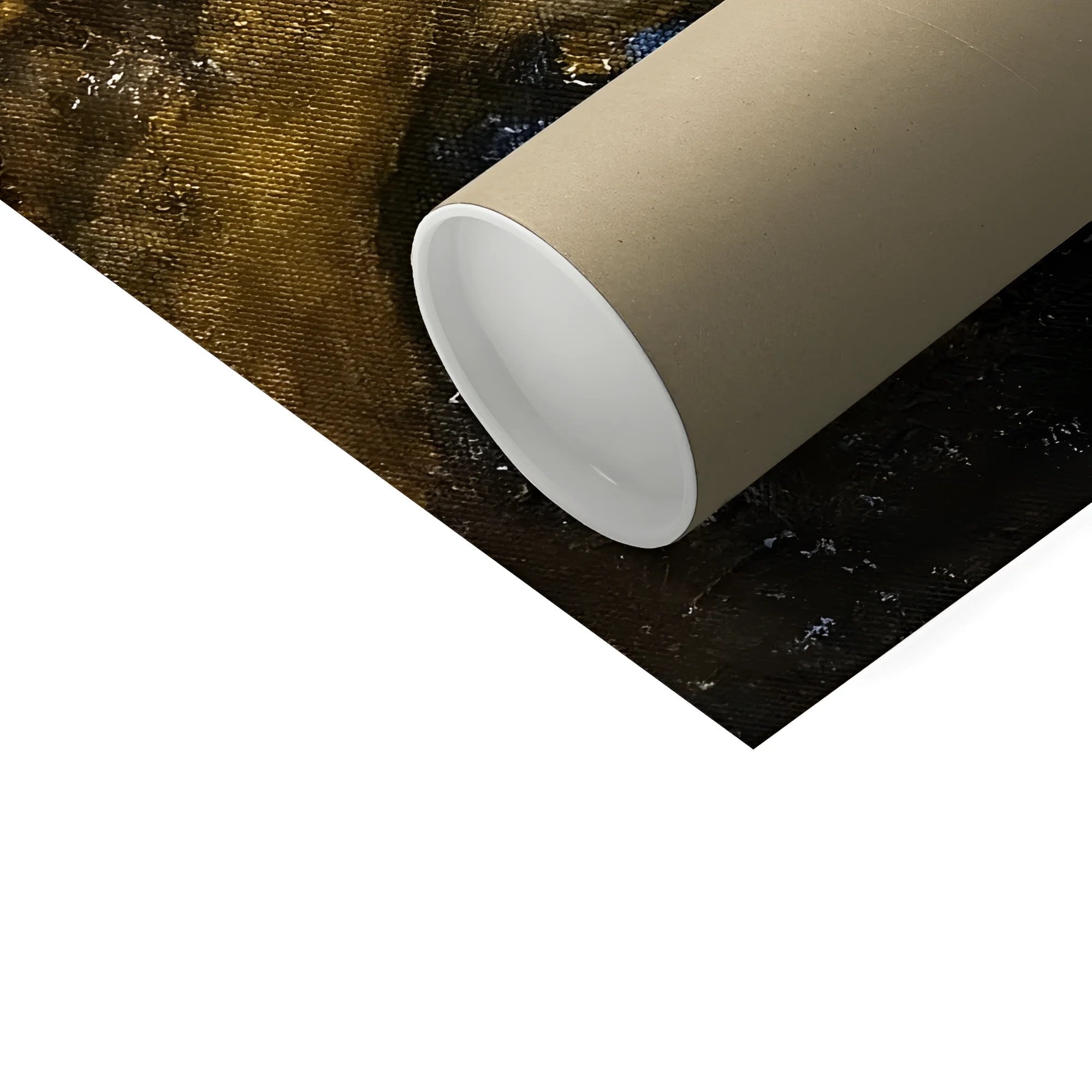 Brown cardboard mailing tube with white caps for posters or documents, The Quiraing Artist Proof Collector Print