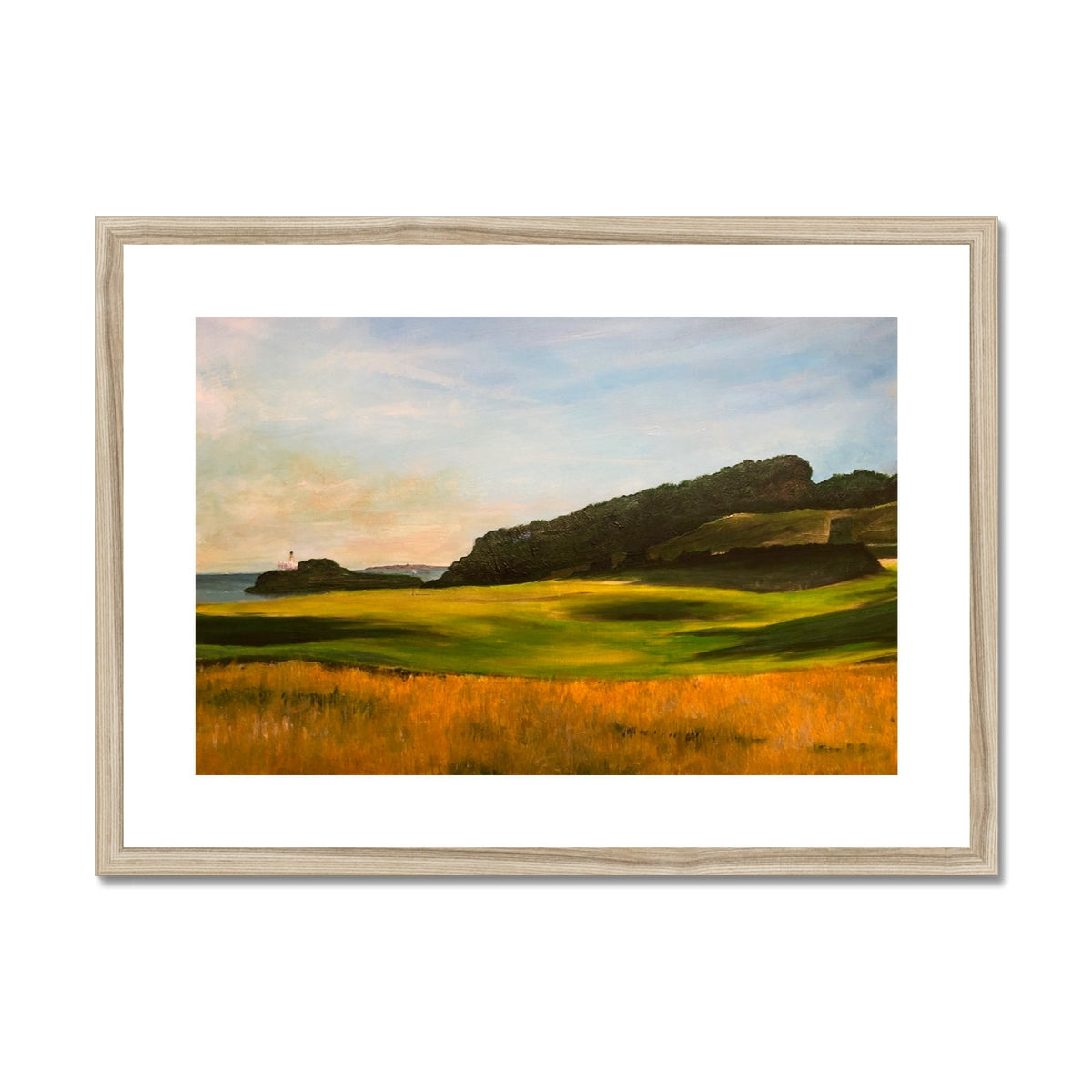 Serene coastal landscape in wooden frame from Renaissance Golf Club art prints