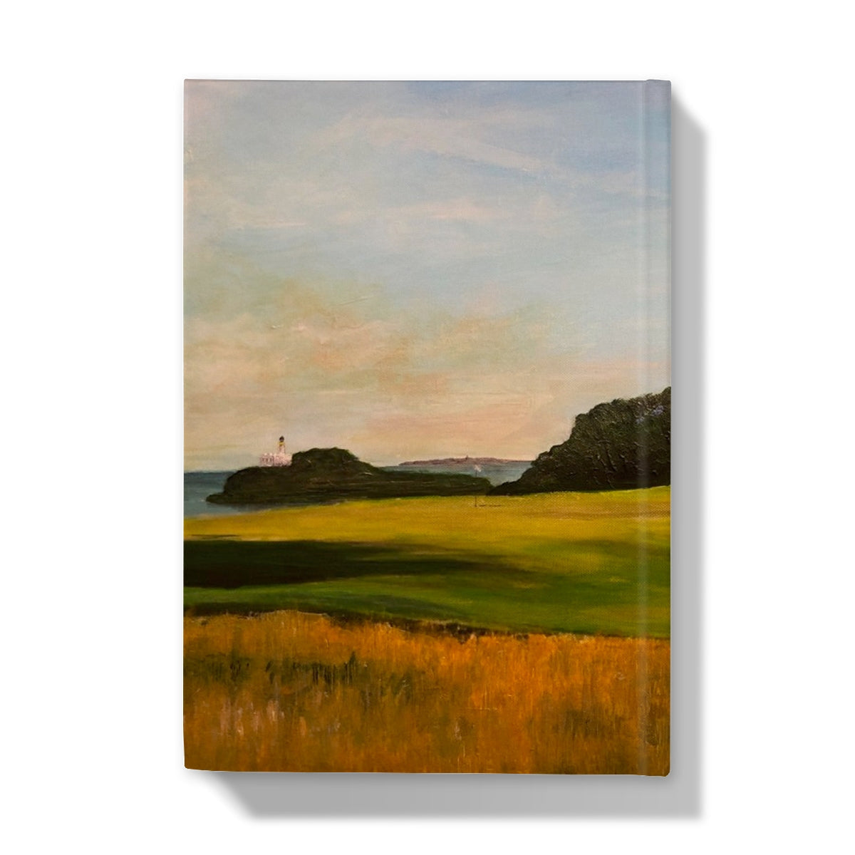 Renaissance Golf Club journal with golden fields and lighthouse landscape
