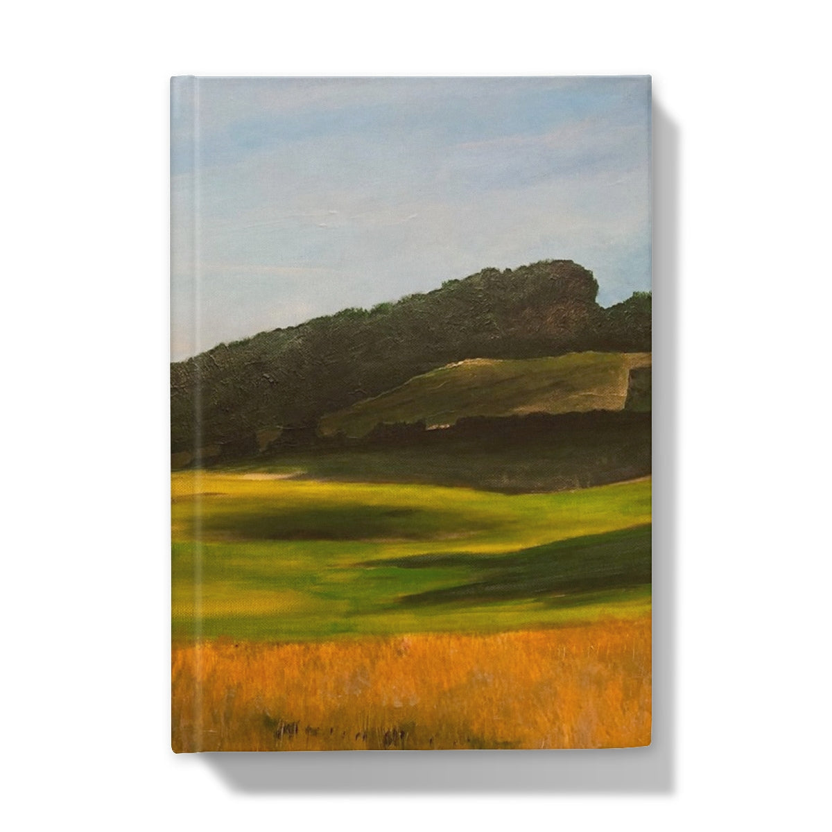 Renaissance Golf Club hardcover journal with painted green hills landscape