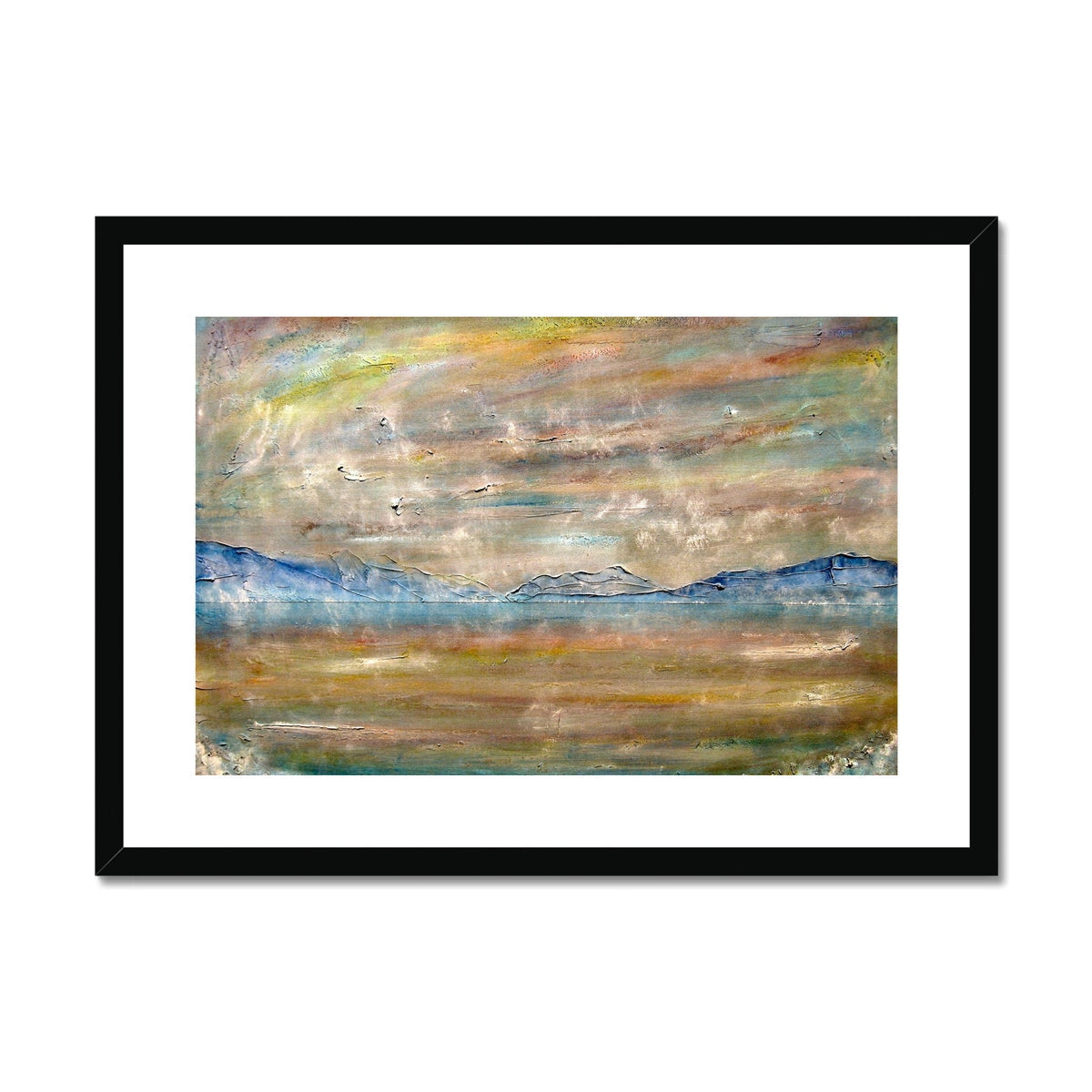 Framed River Clyde Mist abstract landscape print in earthy tones