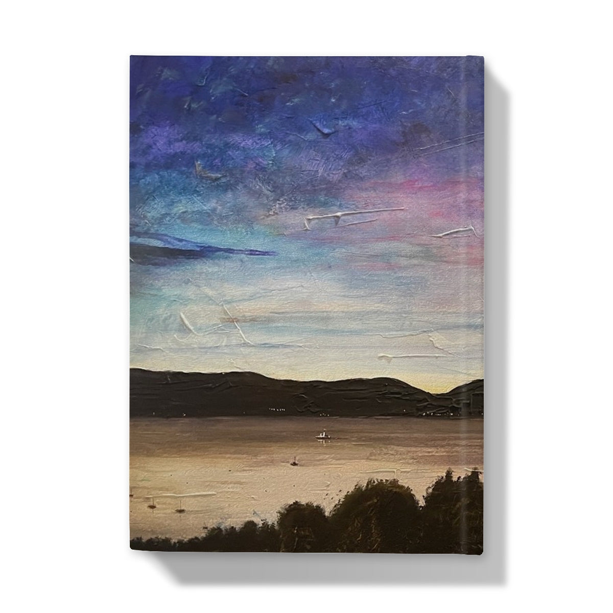 River Clyde Twilight Art Gifts Hardback Journal-Journals & Notebooks-River Clyde Art Gallery-Paintings, Prints, Homeware, Art Gifts From Scotland By Scottish Artist Kevin Hunter