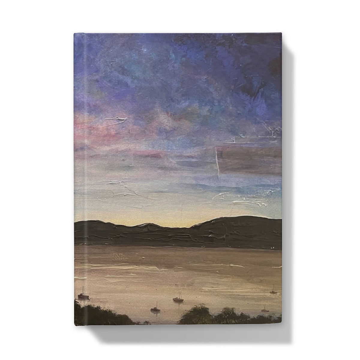 River Clyde Twilight Art Gifts Hardback Journal-Journals & Notebooks-River Clyde Art Gallery-5"x7"-Lined-Paintings, Prints, Homeware, Art Gifts From Scotland By Scottish Artist Kevin Hunter