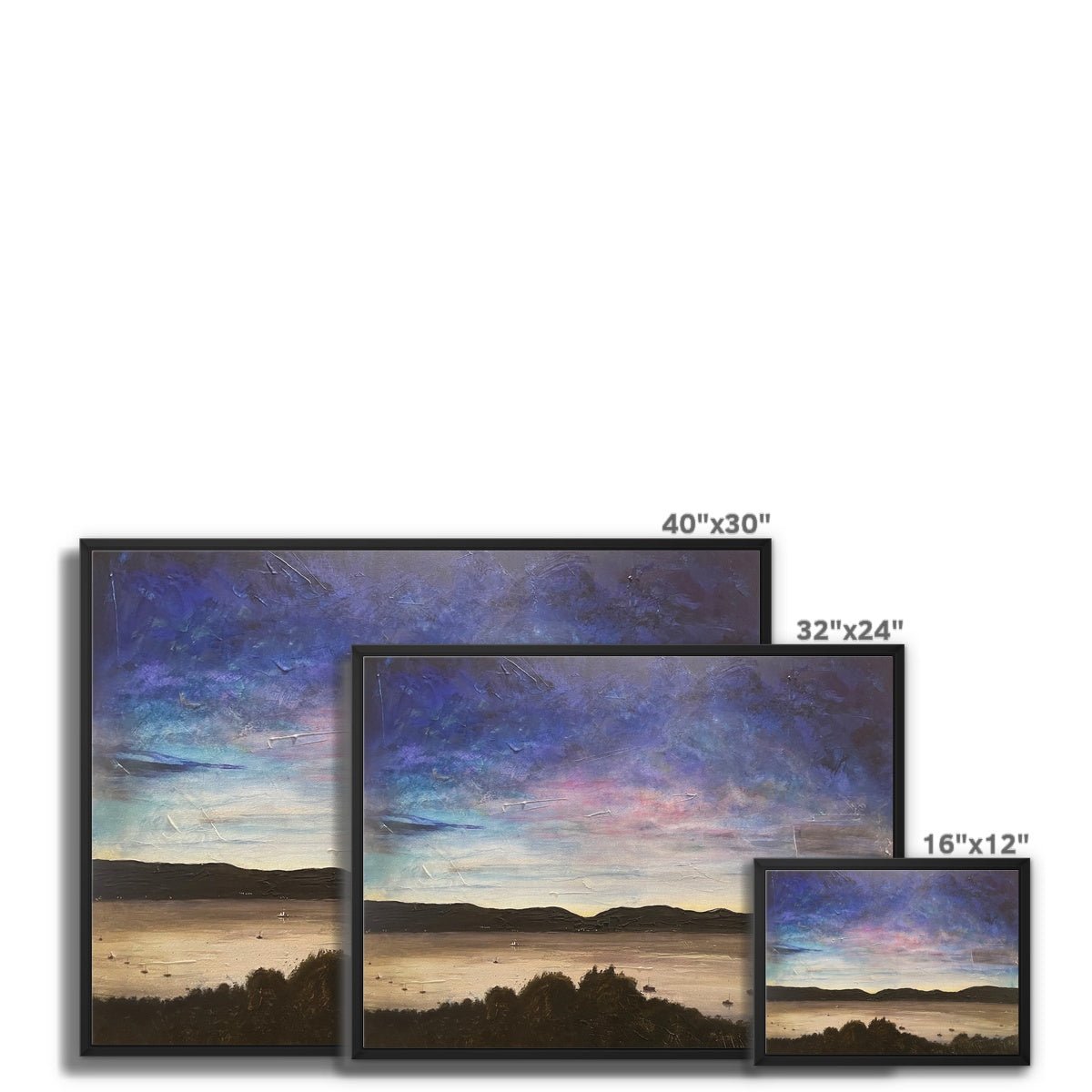 River Clyde Twilight Painting | Framed Canvas From Scotland-Floating Framed Canvas Prints-River Clyde Art Gallery-Paintings, Prints, Homeware, Art Gifts From Scotland By Scottish Artist Kevin Hunter