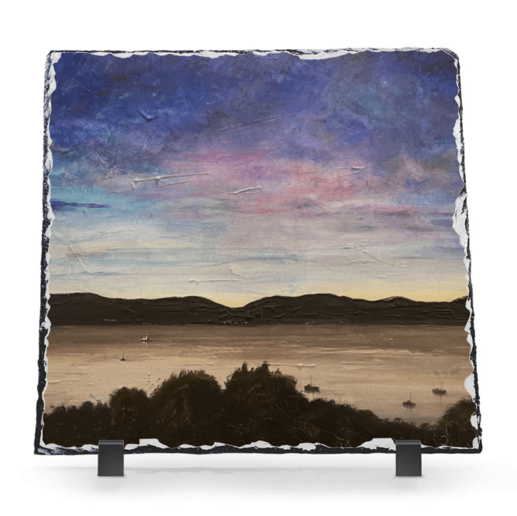 River Clyde Twilight Slate Art-Slate Art-River Clyde Art Gallery-Paintings, Prints, Homeware, Art Gifts From Scotland By Scottish Artist Kevin Hunter