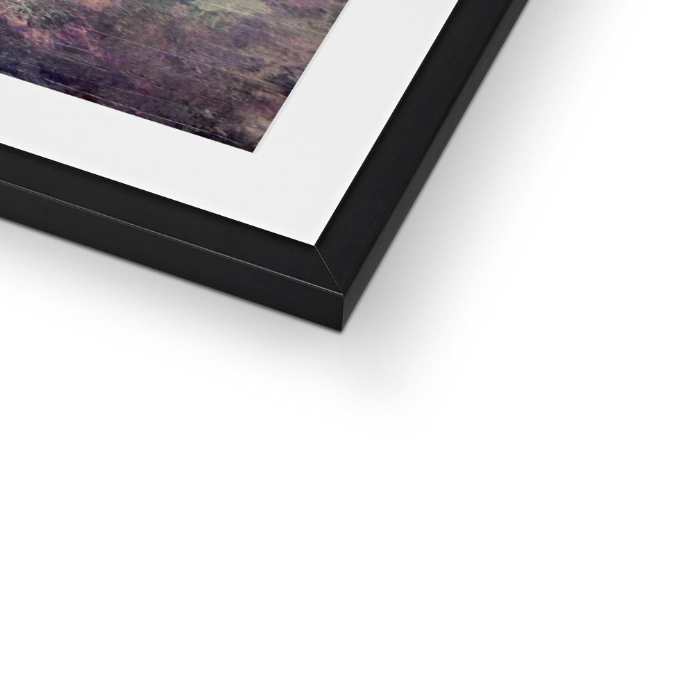 Black matte frame with white mat and River Clyde Winter Dusk abstract art