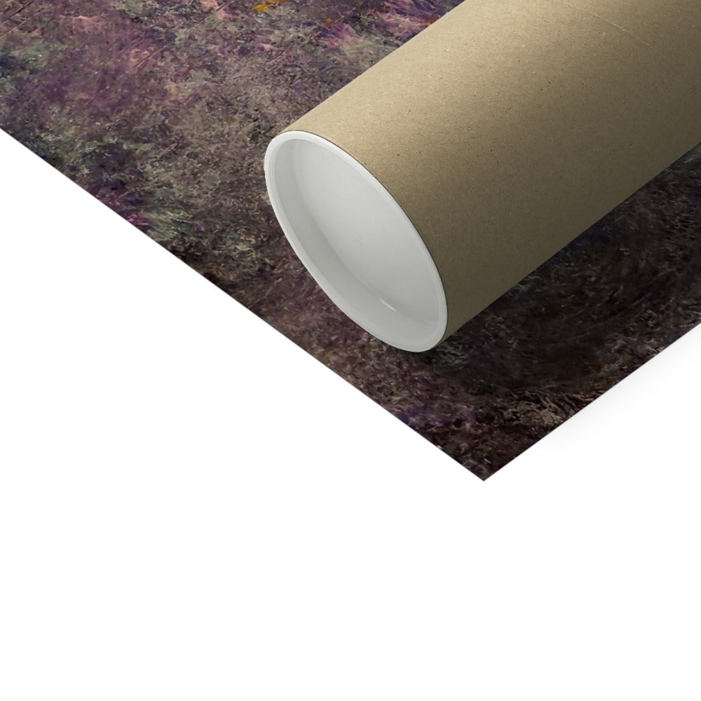 River Clyde Winter Dusk artist proof print in brown tube with purple design