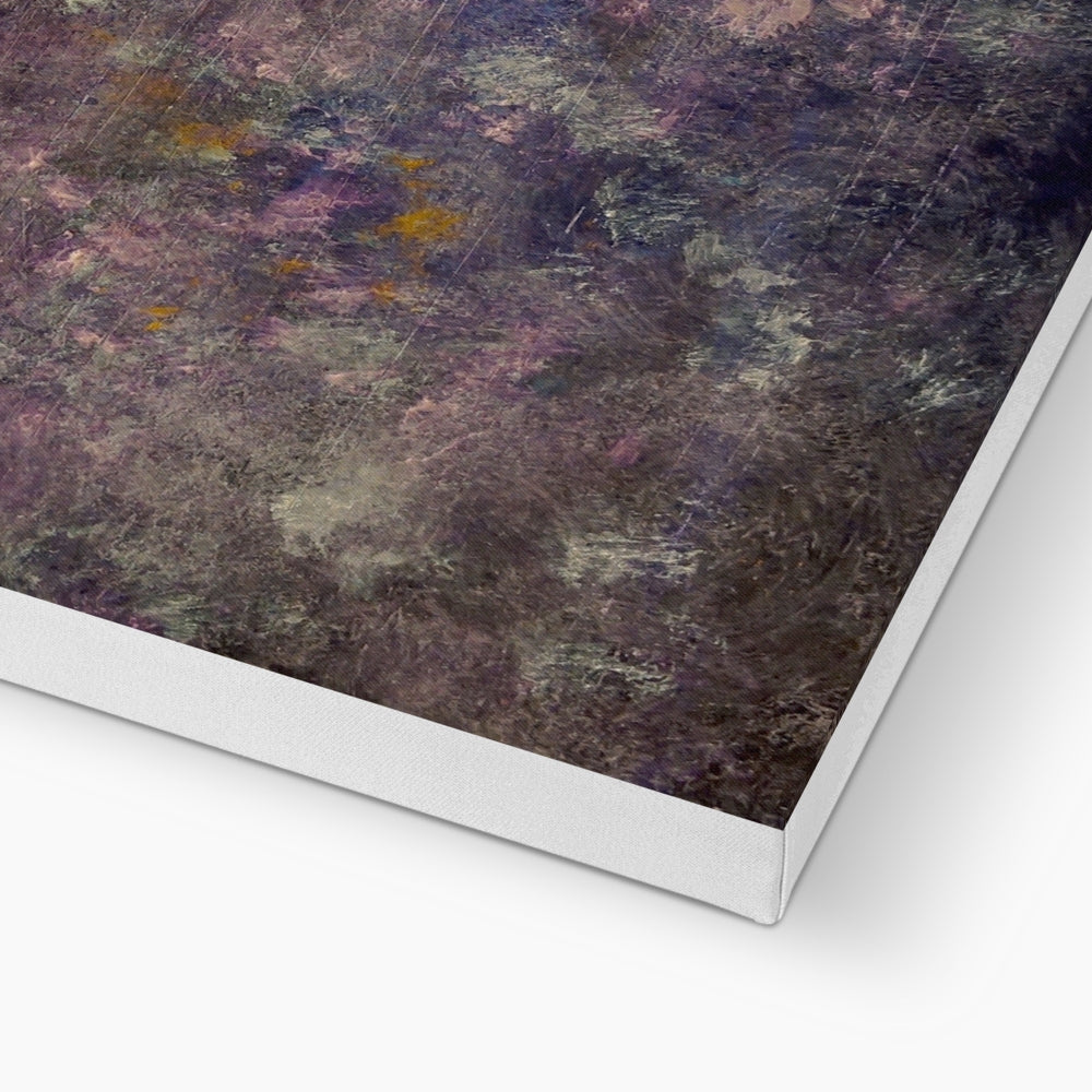 River Clyde Winter Dusk abstract purple brown canvas print in white frame
